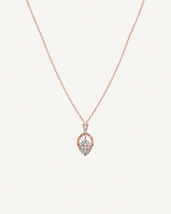 Framed Leaf Necklace - Rose Gold