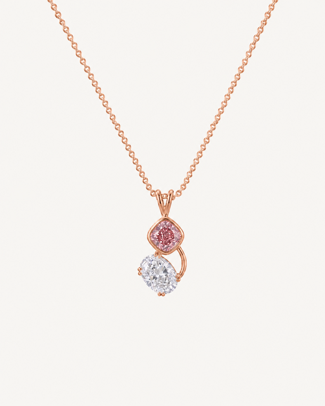 Pink Swirl Necklace - Rose Gold