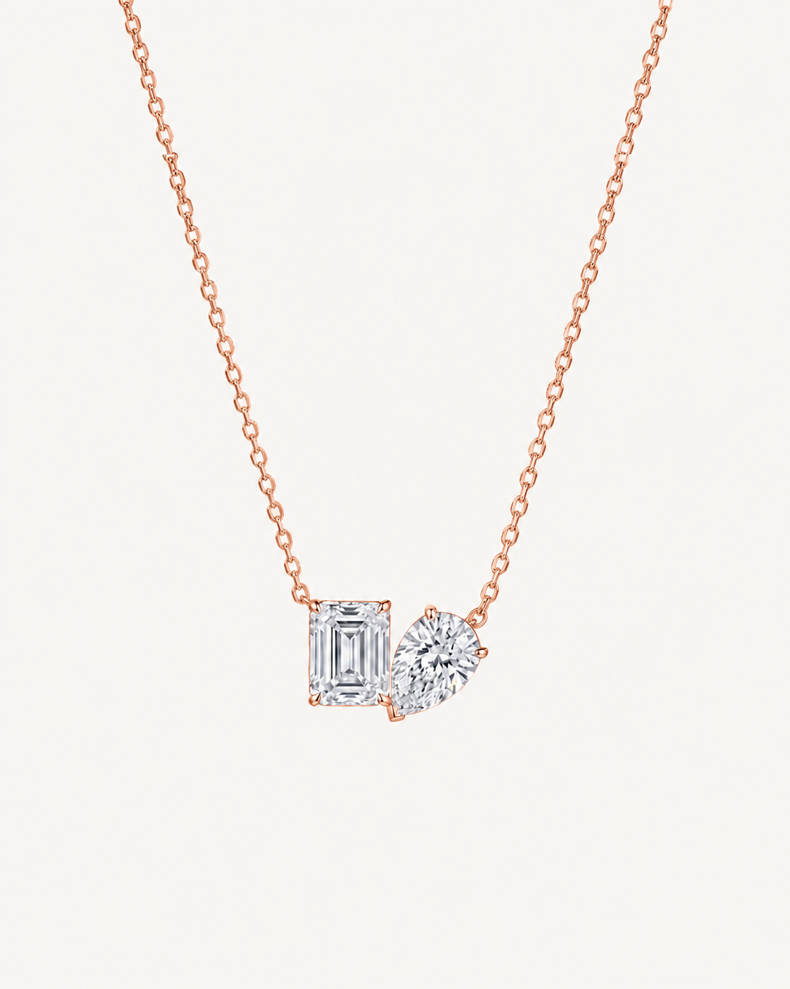 Emerald Pear Necklace - Rose Gold