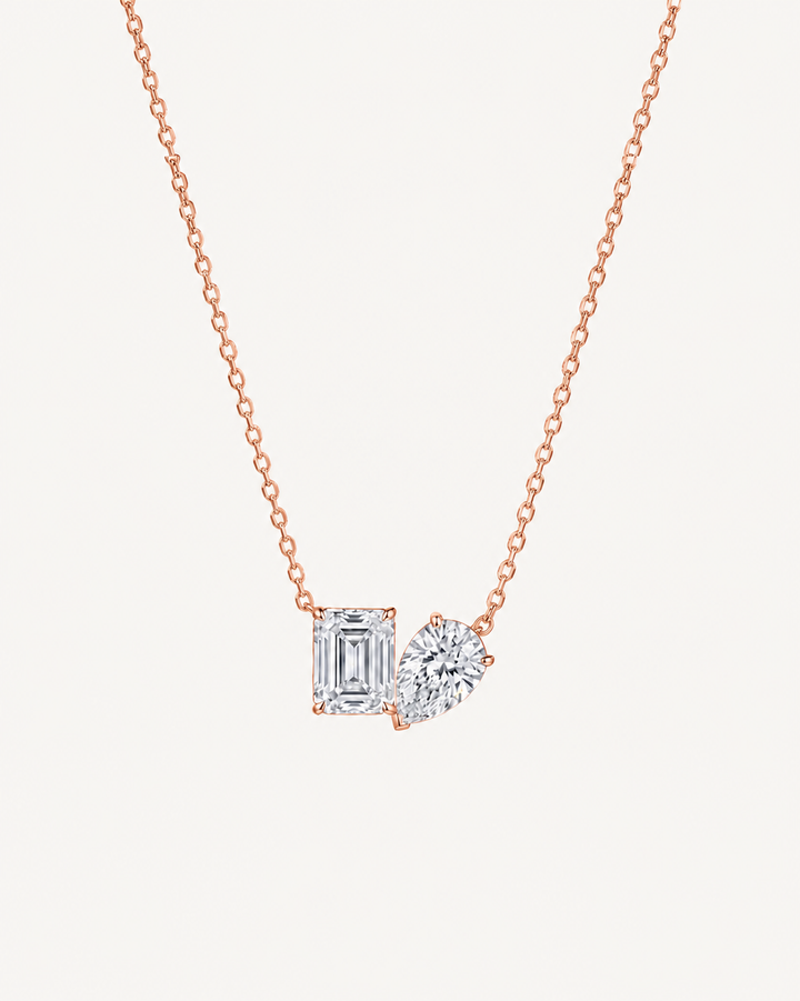 Emerald Pear Necklace - Rose Gold