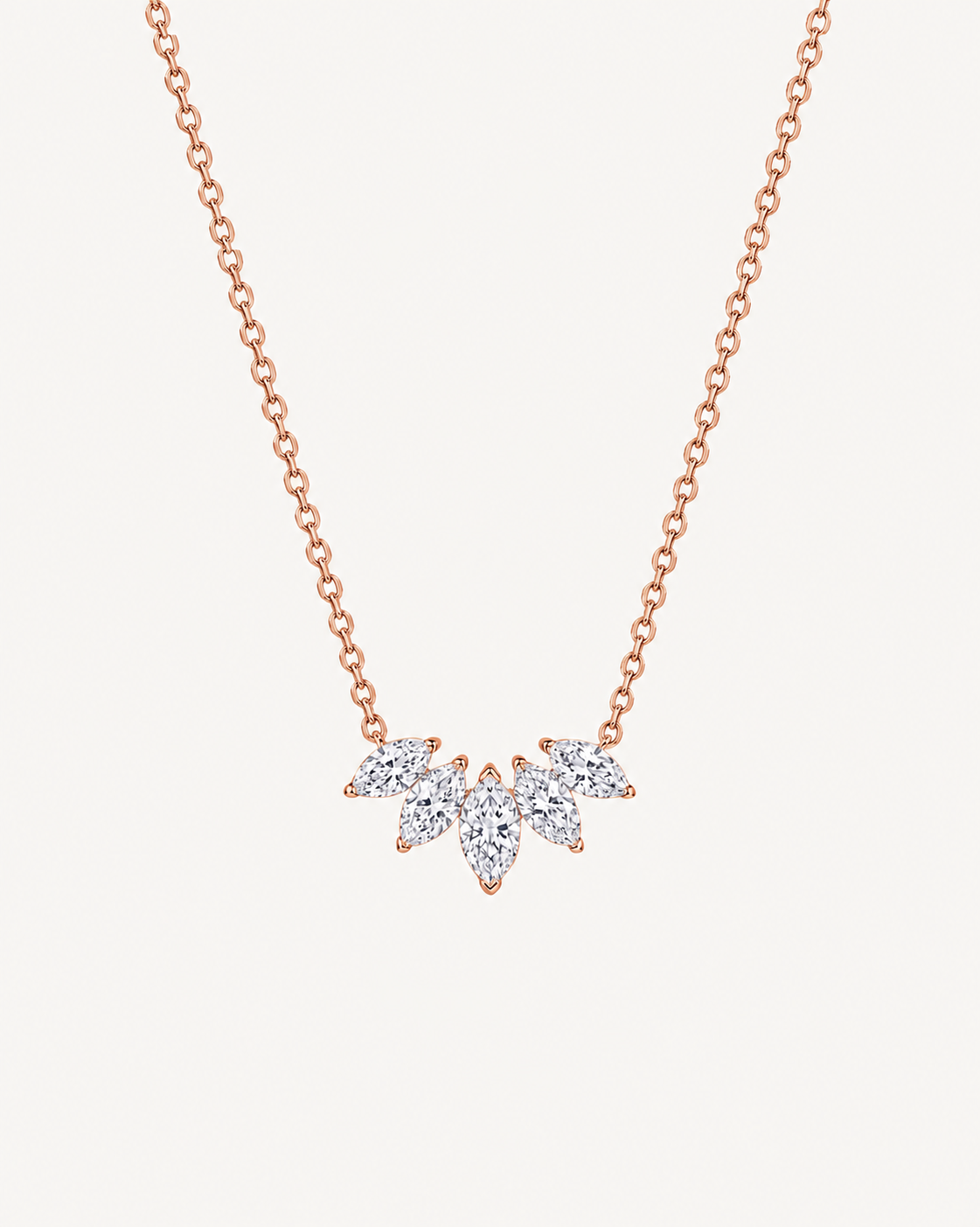 Marquise Fan Necklace - Rose Gold