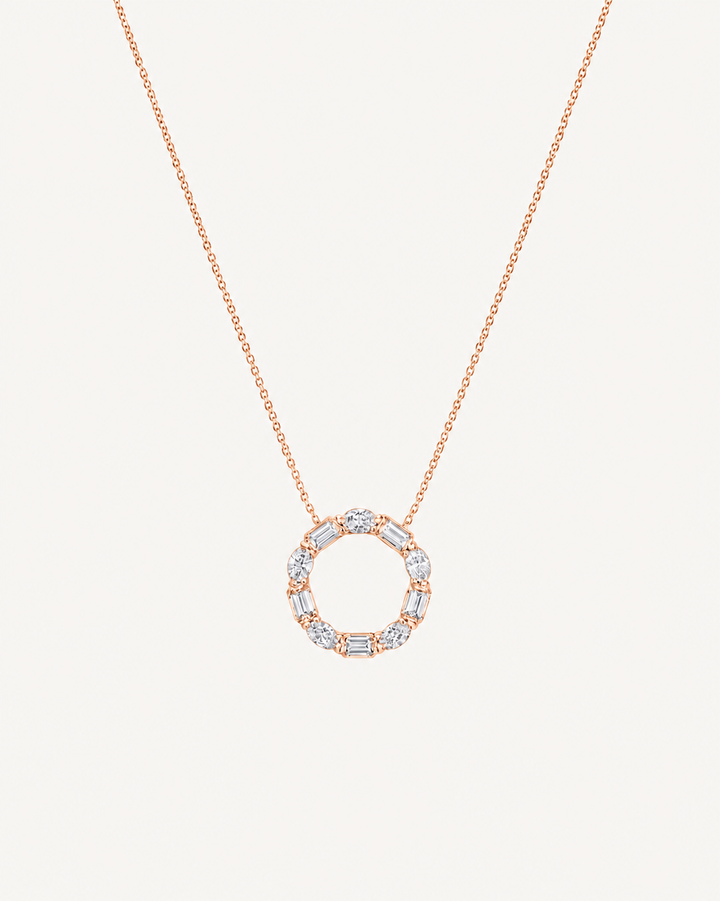 Baguette Wreath Necklace - Rose Gold