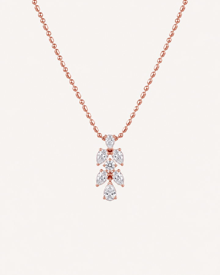 Bow Leaf Necklace - Rose Gold