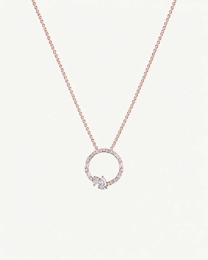 Pear-Accent Circle Necklace - Rose Gold