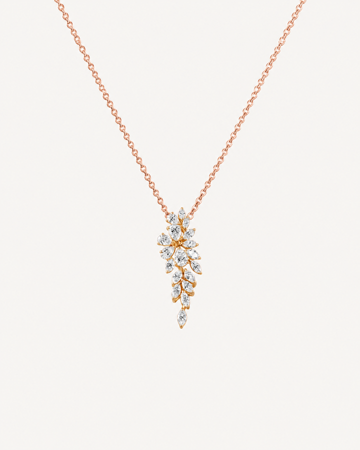 Leaf Cascade Necklace - Rose Gold