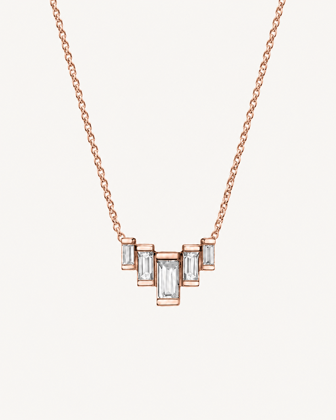 Baguette Fan Necklace - Rose Gold