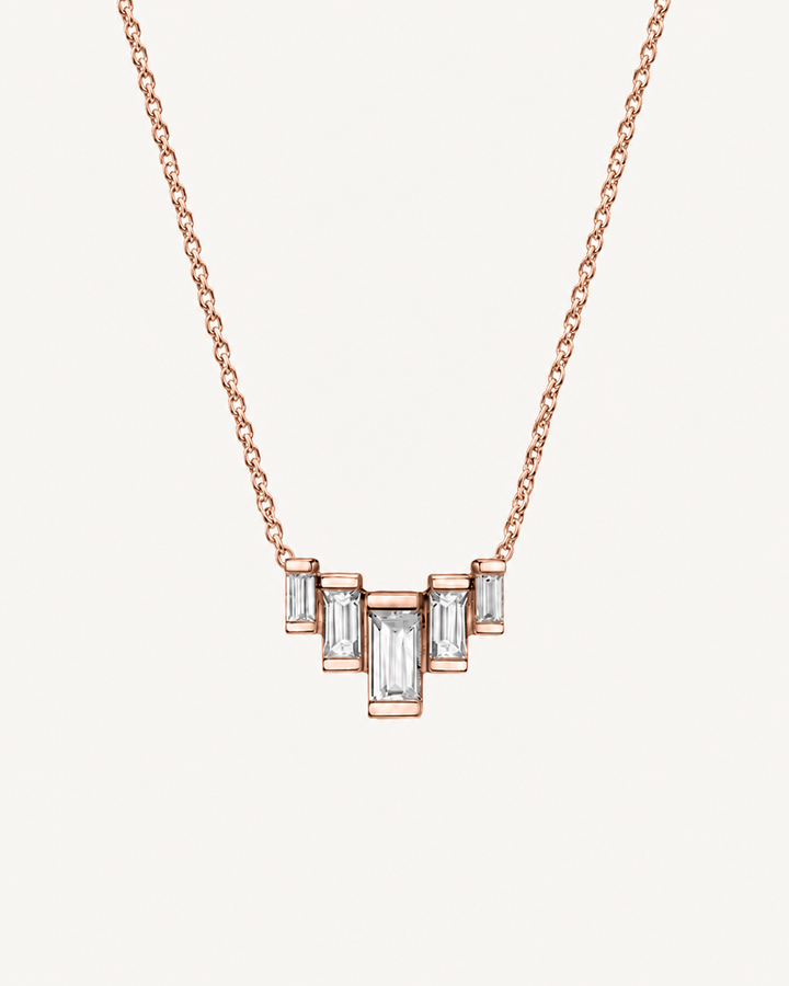 Baguette Fan Necklace - Rose Gold