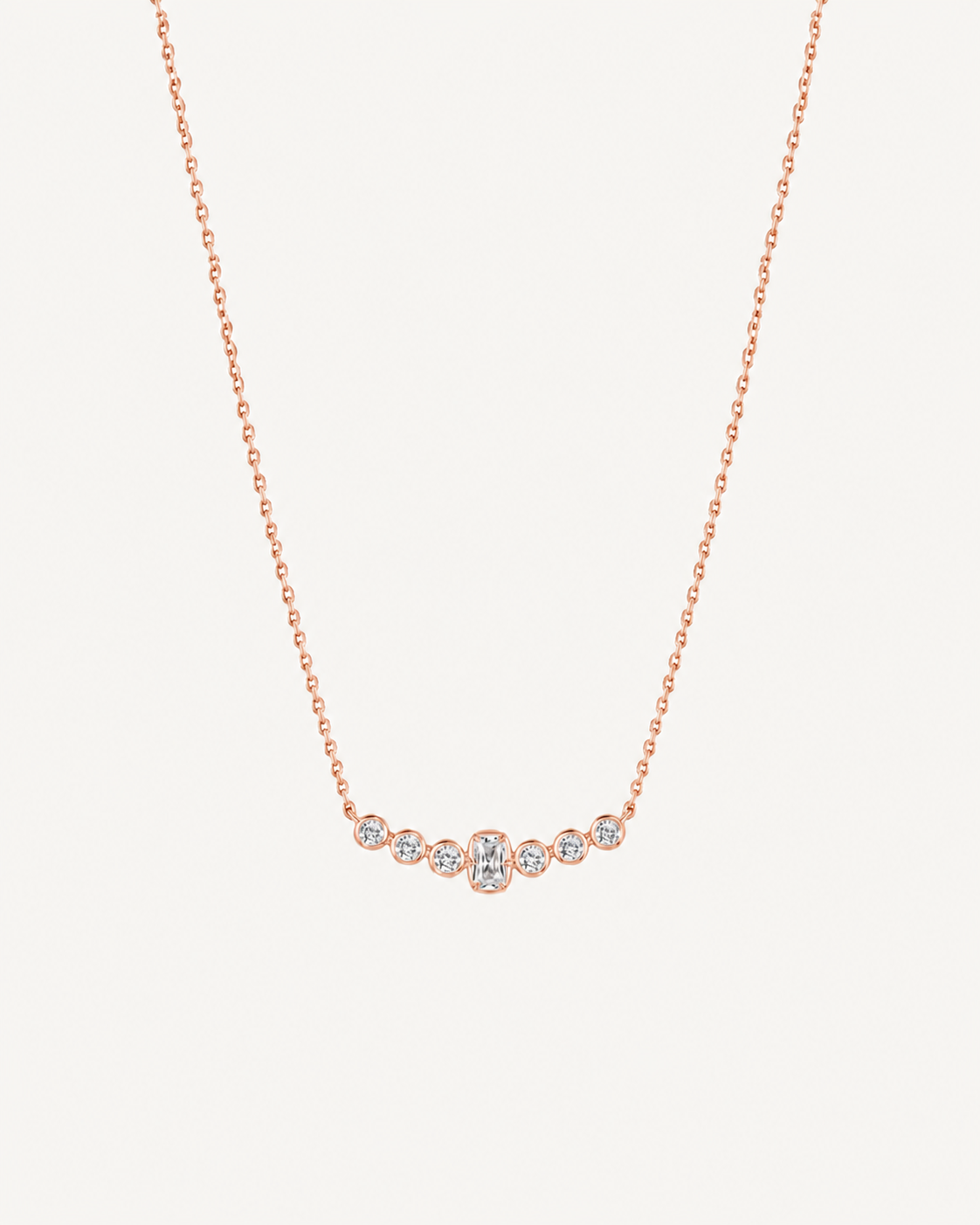 Baguette Station Necklace - Rose Gold