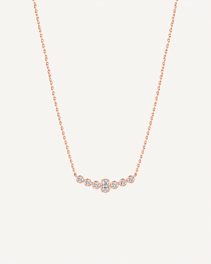 Baguette Station Necklace - Rose Gold