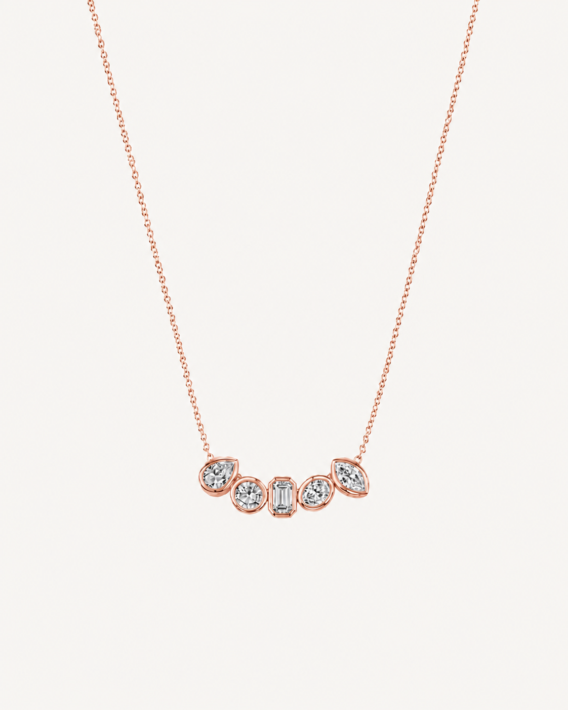 Mixed-Cut Collar Necklace - Rose Gold