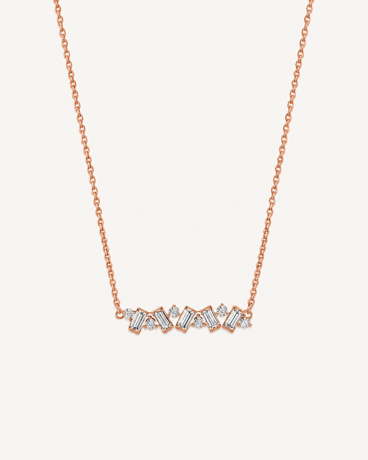 Baguette Zigzag Necklace - Rose Gold