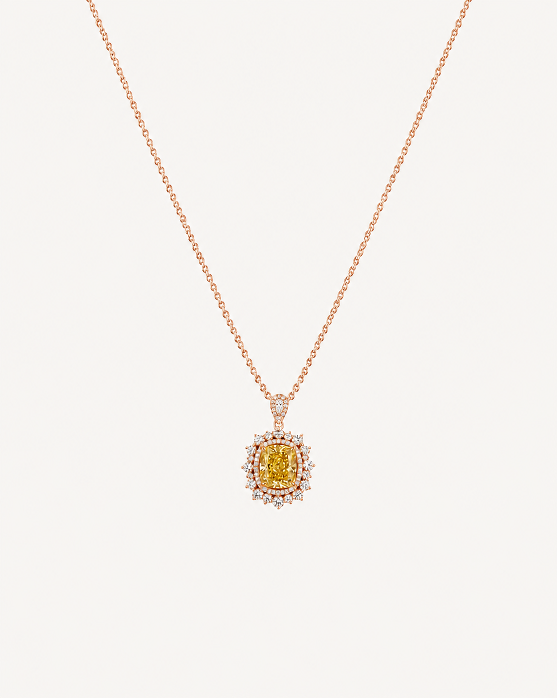Sunburst Cushion Necklace - Rose Gold