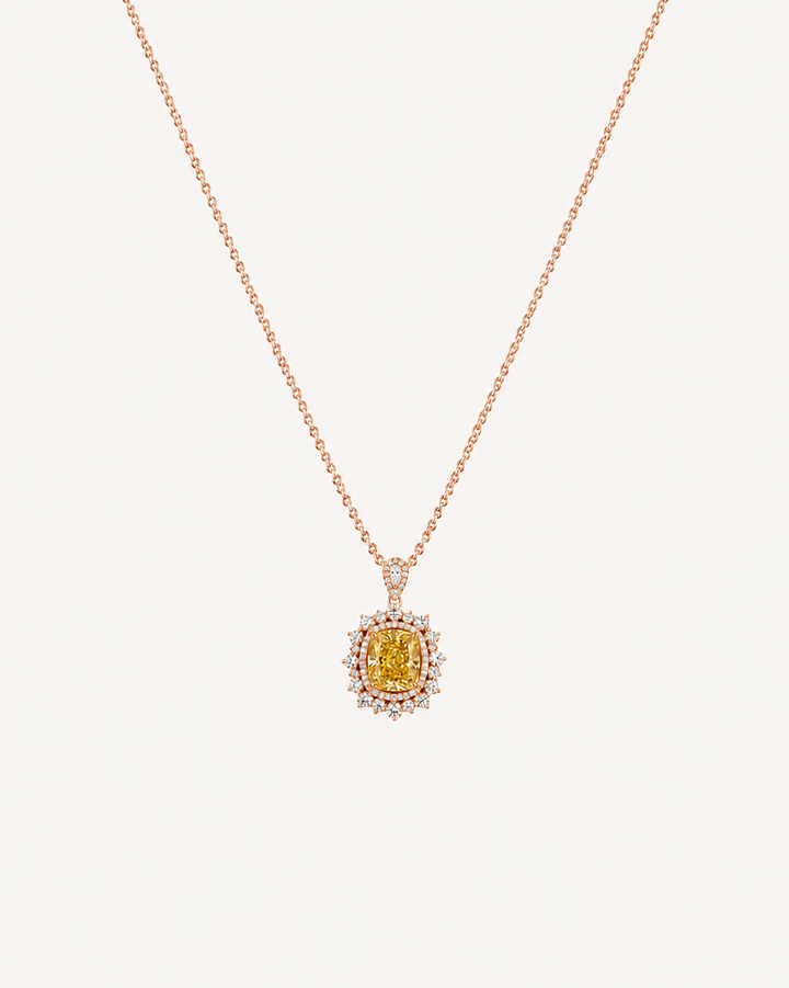 Sunburst Cushion Necklace - Rose Gold
