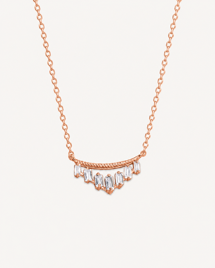 Curved Baguette Necklace - Rose Gold