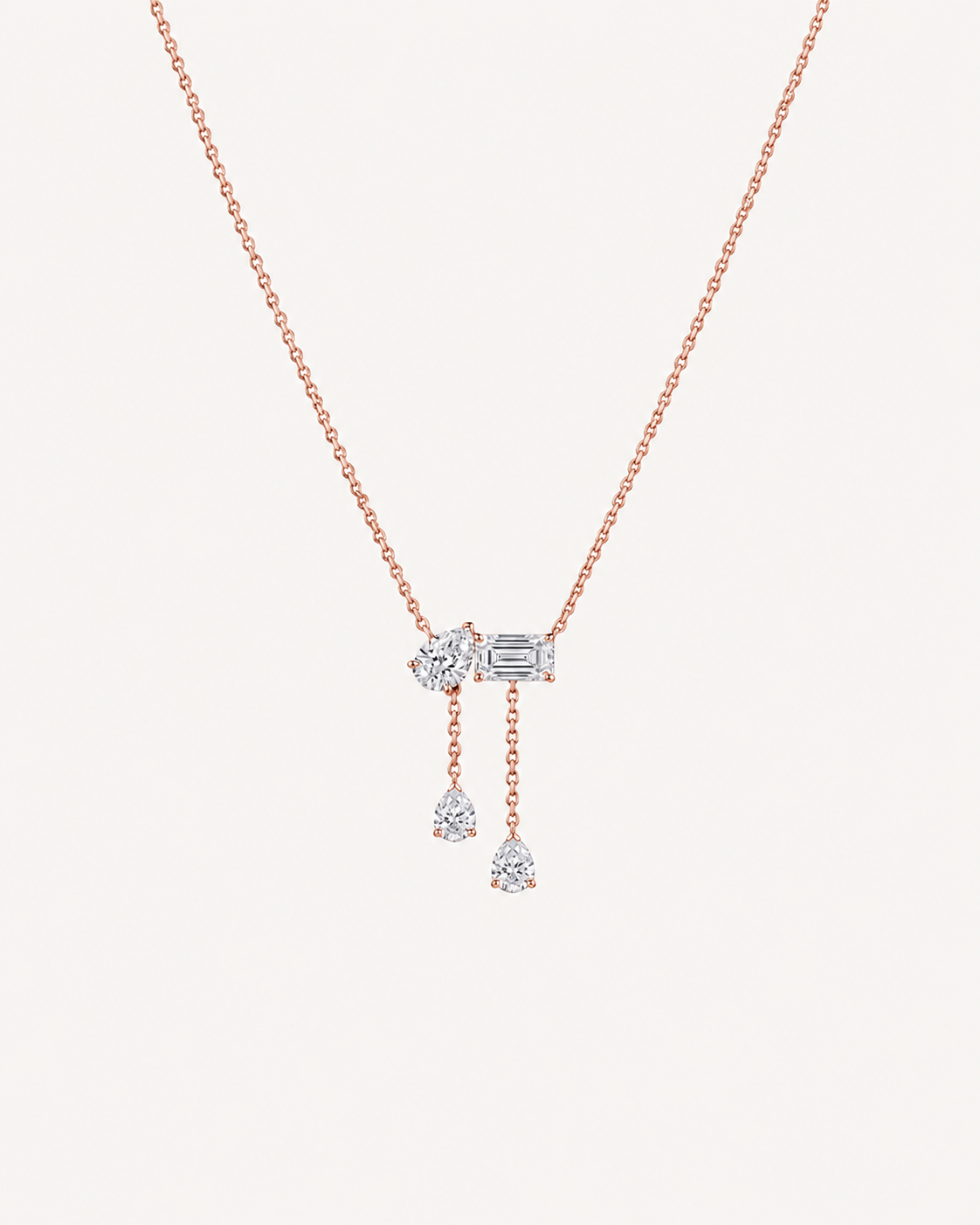 Baguette Tassel Necklace - Rose Gold