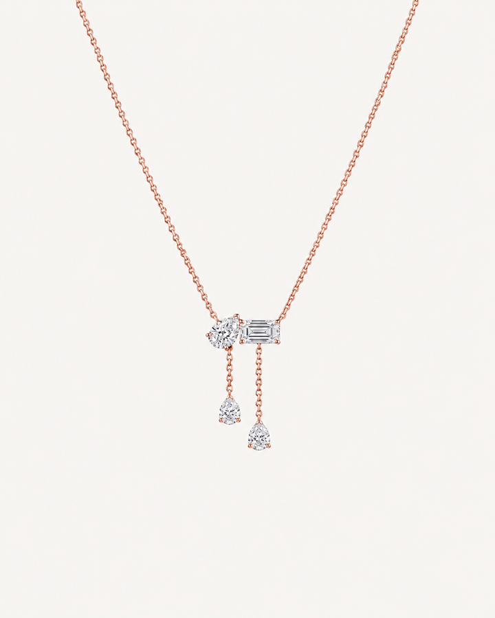 Baguette Tassel Necklace - Rose Gold