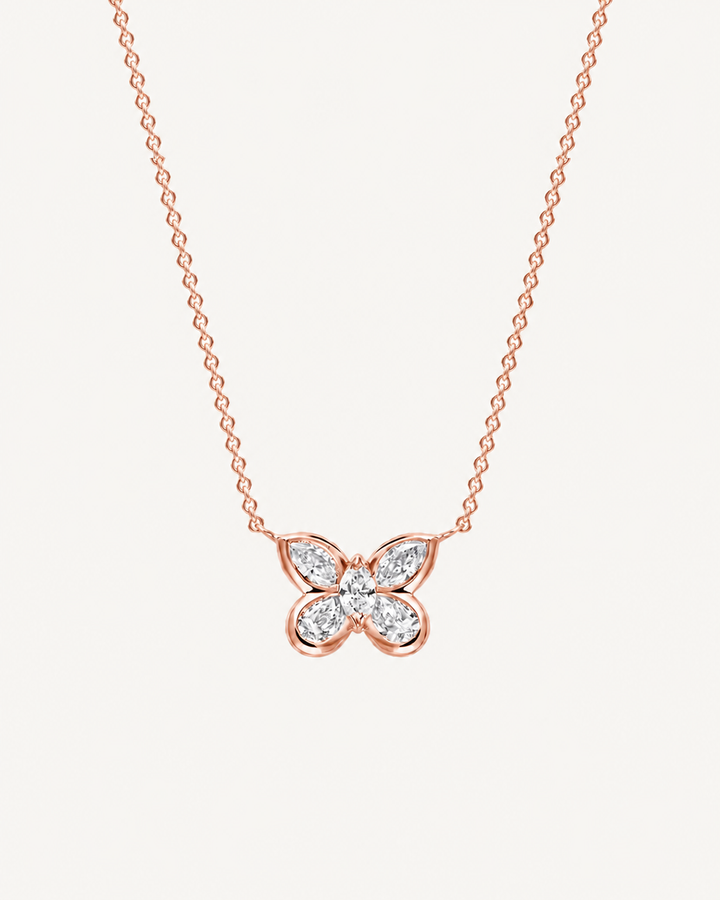 Marquise Butterfly Necklace - Rose Gold