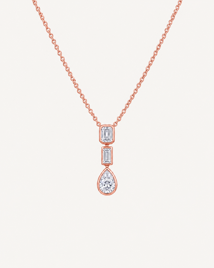 Baguette Pear Necklace - Rose Gold