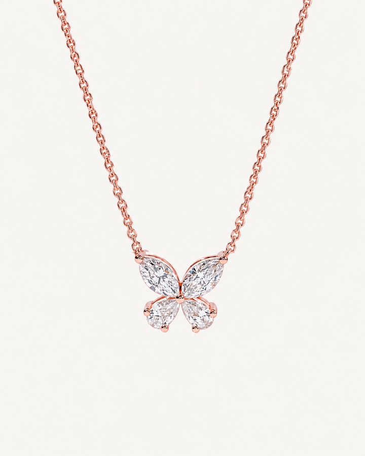 Two-Tone Butterfly Necklace - Rose Gold