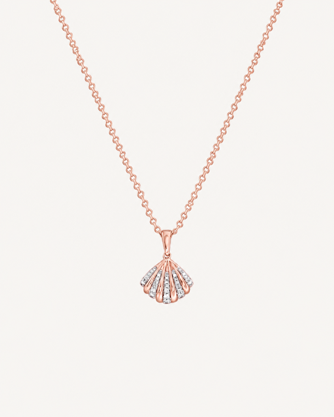 Ribbed Shell Necklace - Rose Gold