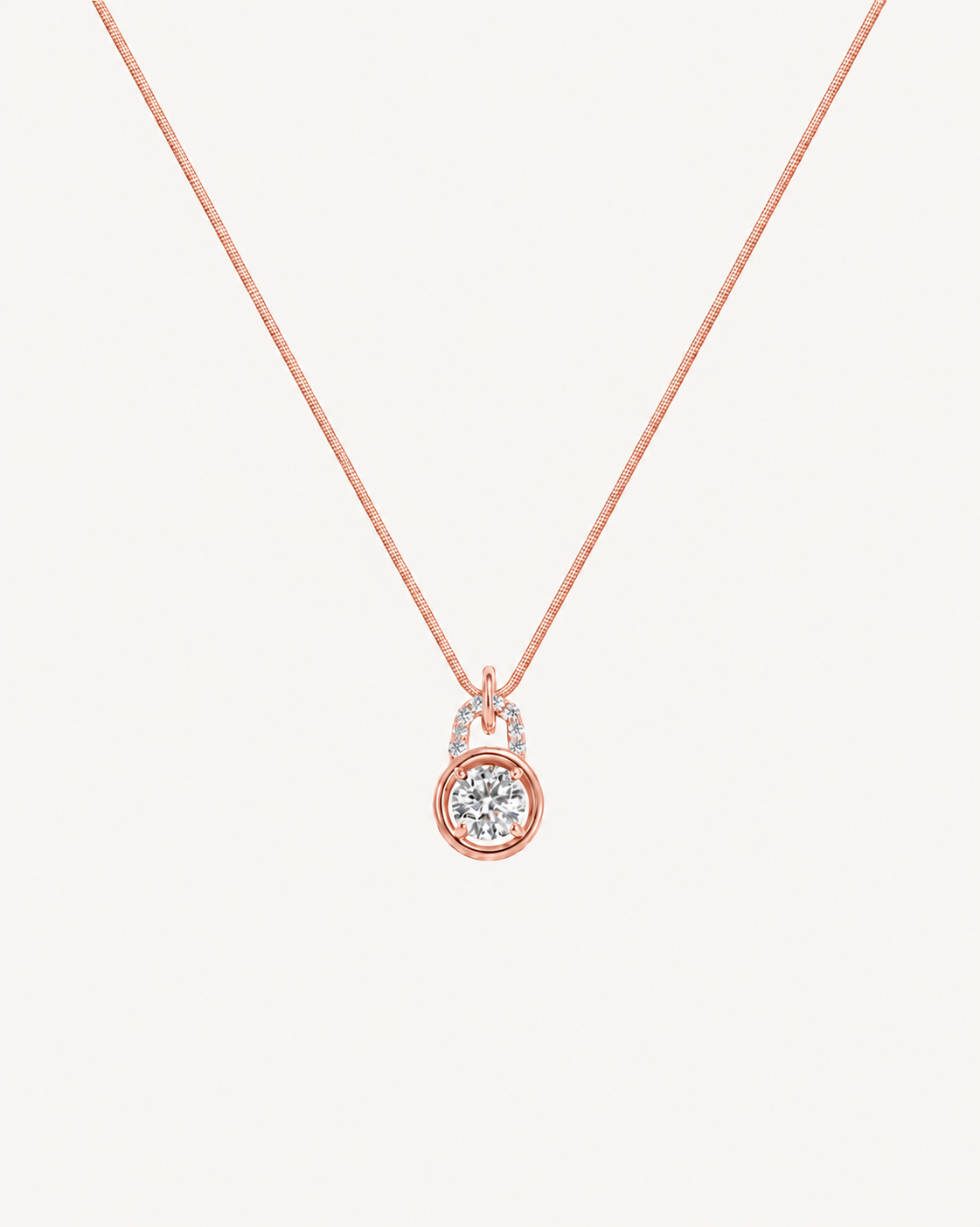Framed Solitaire Necklace - Rose Gold