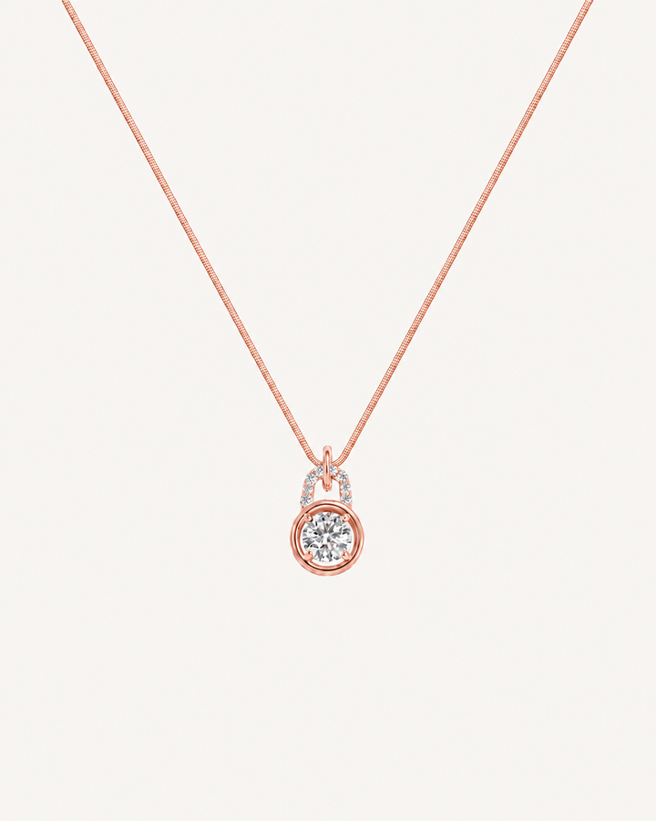 Framed Solitaire Necklace - Rose Gold