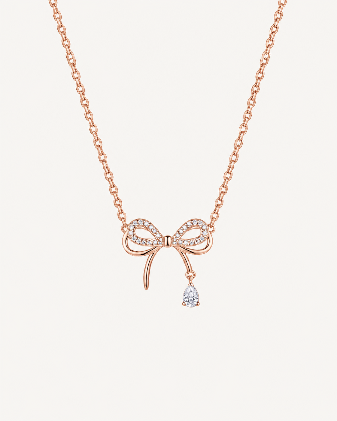 Bow Tassel Necklace - Rose Gold