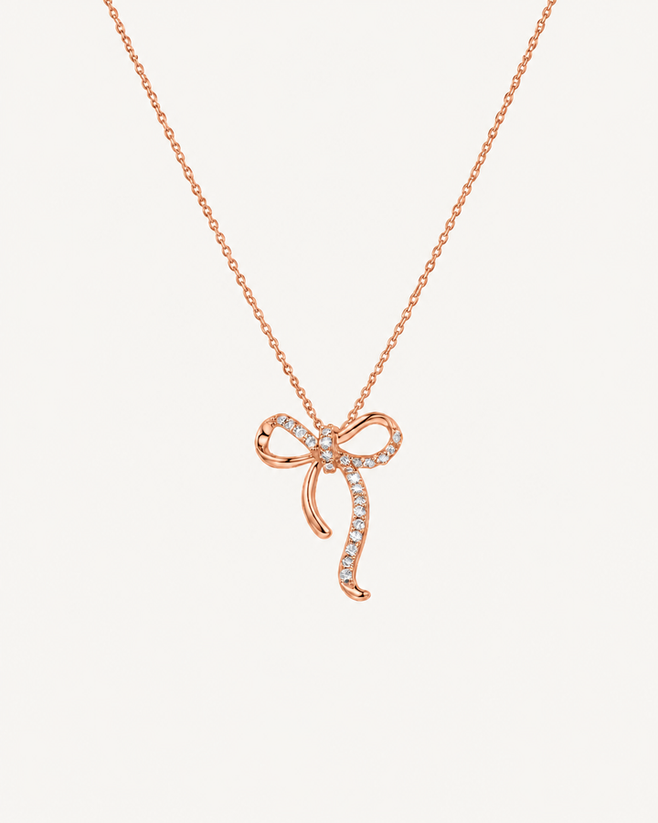 Ribbon Bow Necklace - Rose Gold