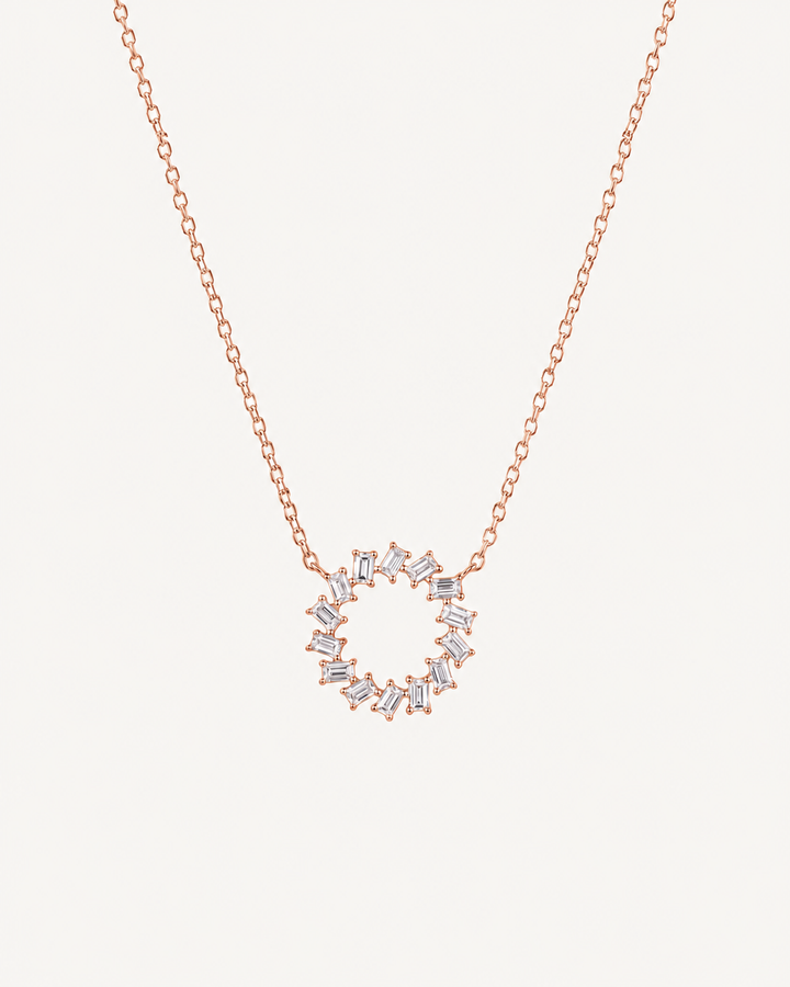 Spaced Baguette Necklace - Rose Gold