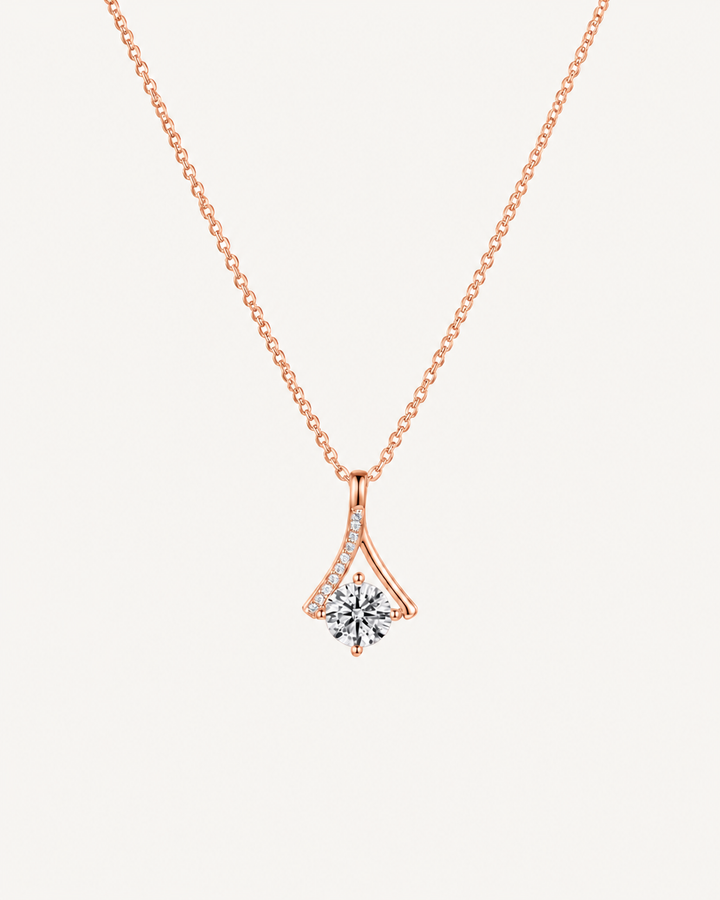 Swept Solitaire Necklace - Rose Gold