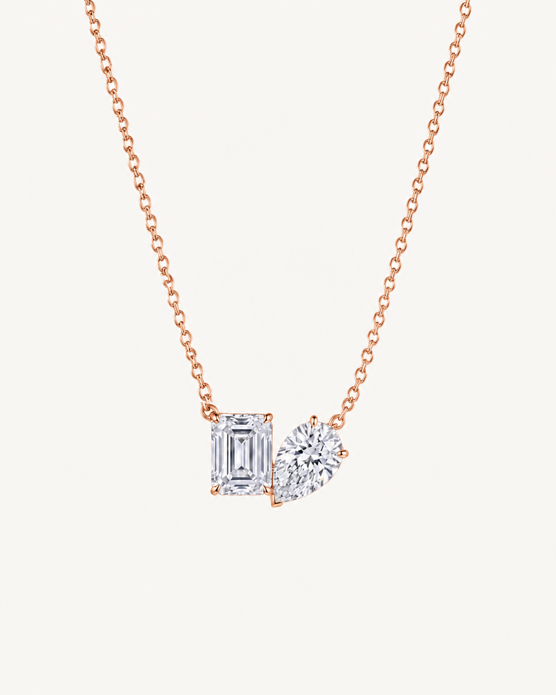 Mixed-Cut Duo Necklace - Rose Gold
