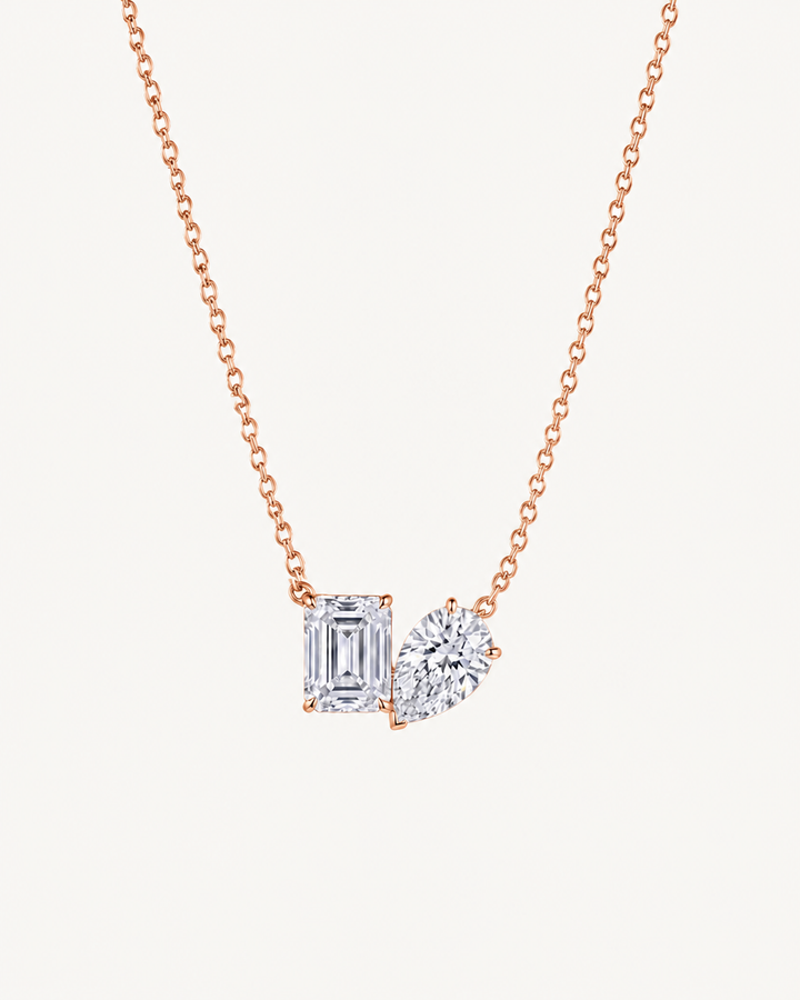 Mixed-Cut Duo Necklace - Rose Gold
