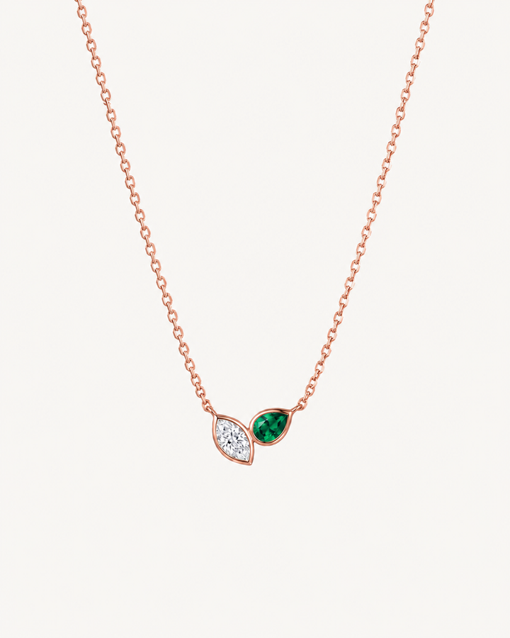 Twin Leaf Necklace - Rose Gold