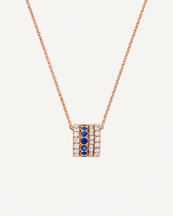 Blue Barrel Necklace - Rose Gold