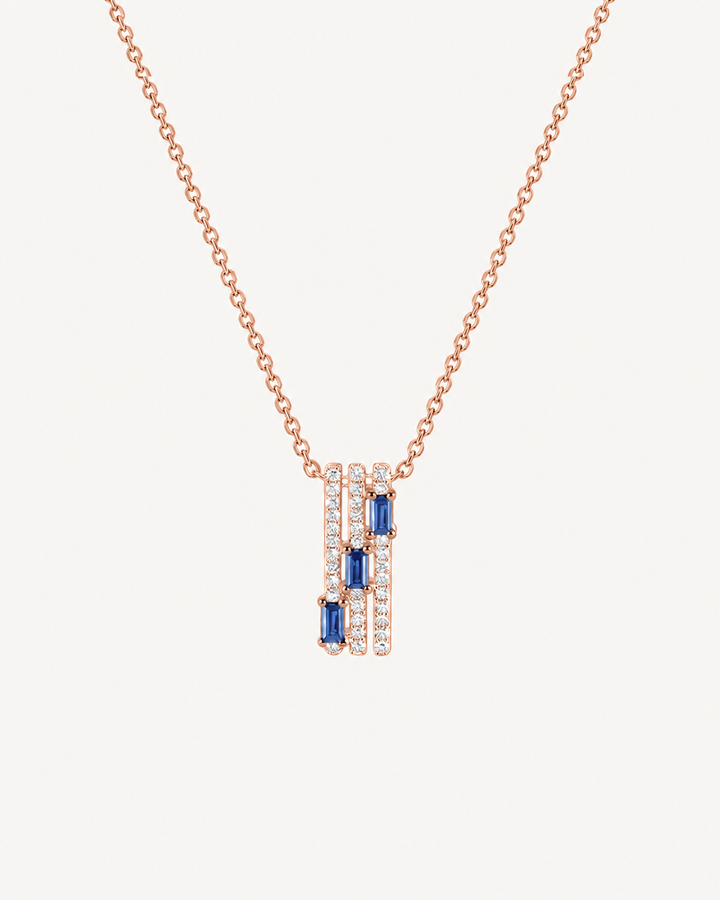 Blue Line Necklace - Rose Gold