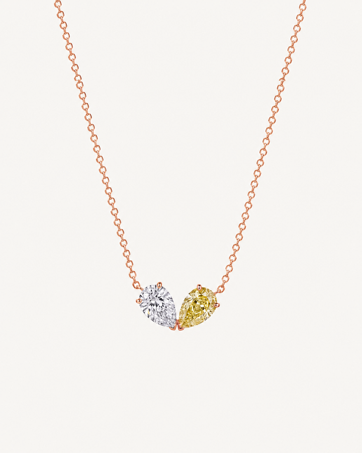 Two-Tone Pear Necklace - Rose Gold