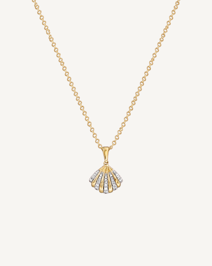 Ribbed Shell Necklace product image on Oyster Silk background