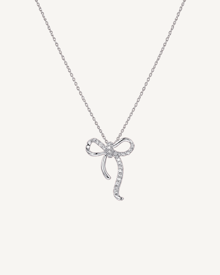 Ribbon Bow Necklace product image on Oyster Silk background