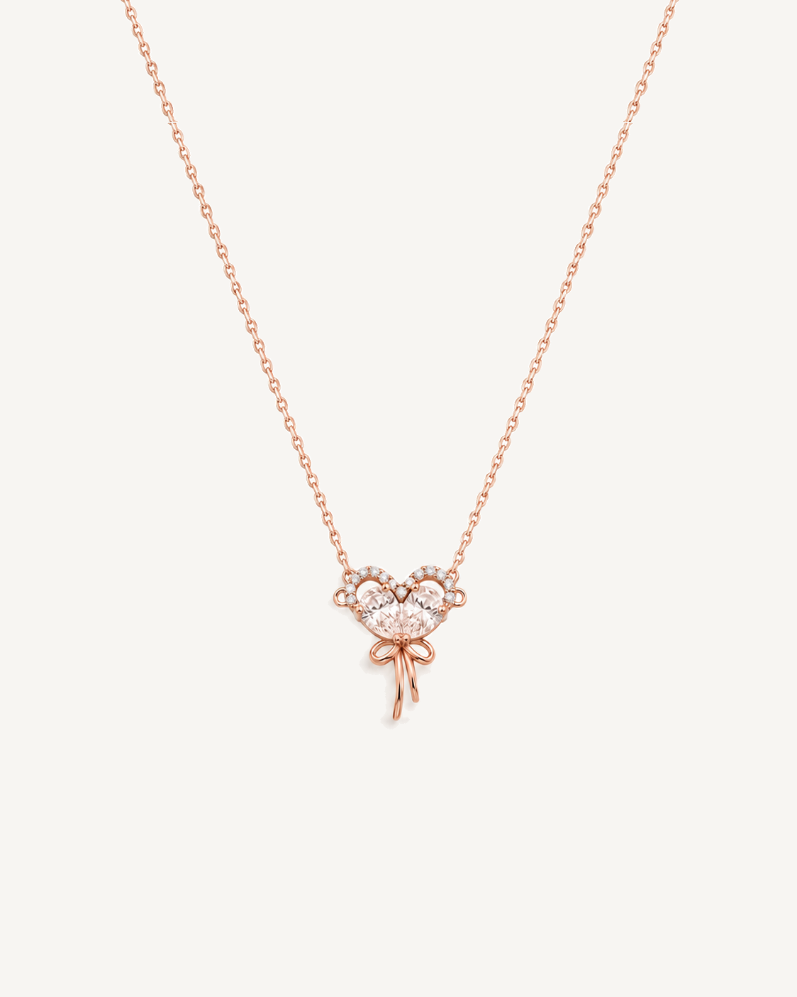 Ribbon Heart Necklace product image on Oyster Silk background