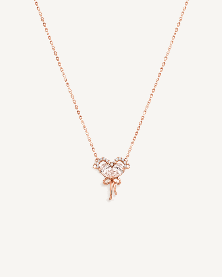 Ribbon Heart Necklace product image on Oyster Silk background