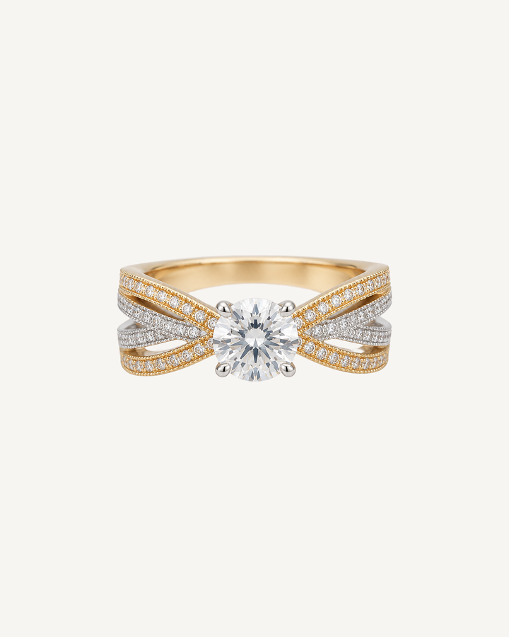 Ribbon Solitaire Ring product image on Oyster Silk background