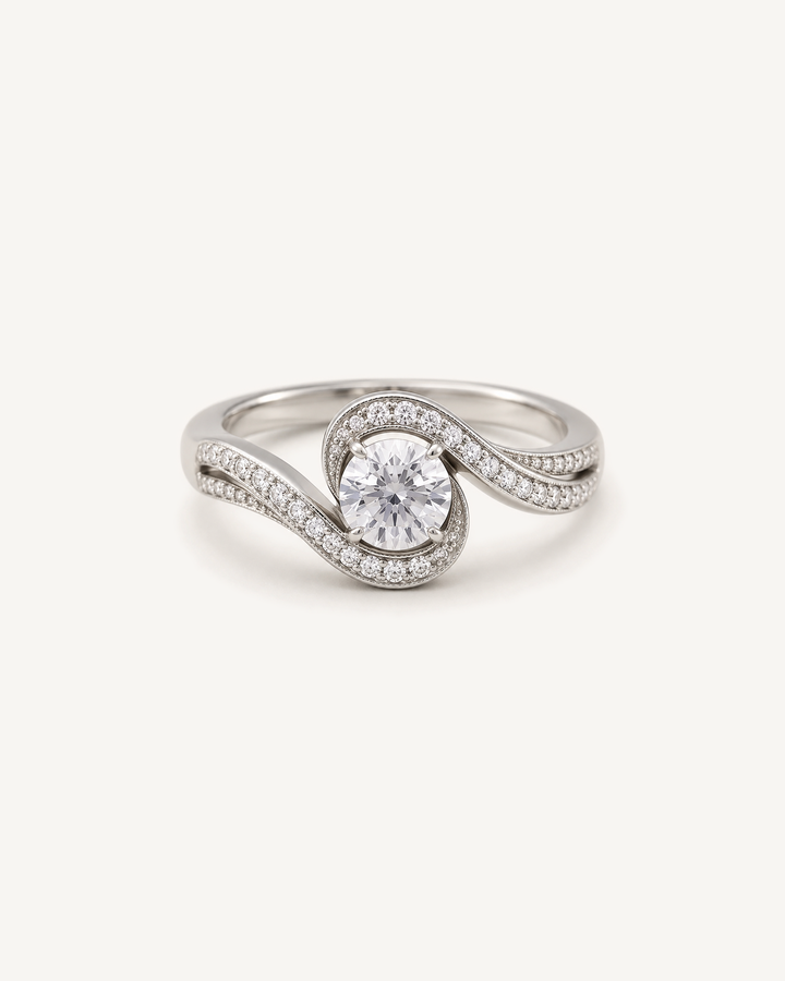 Spiral Solitaire Ring product image on Oyster Silk background