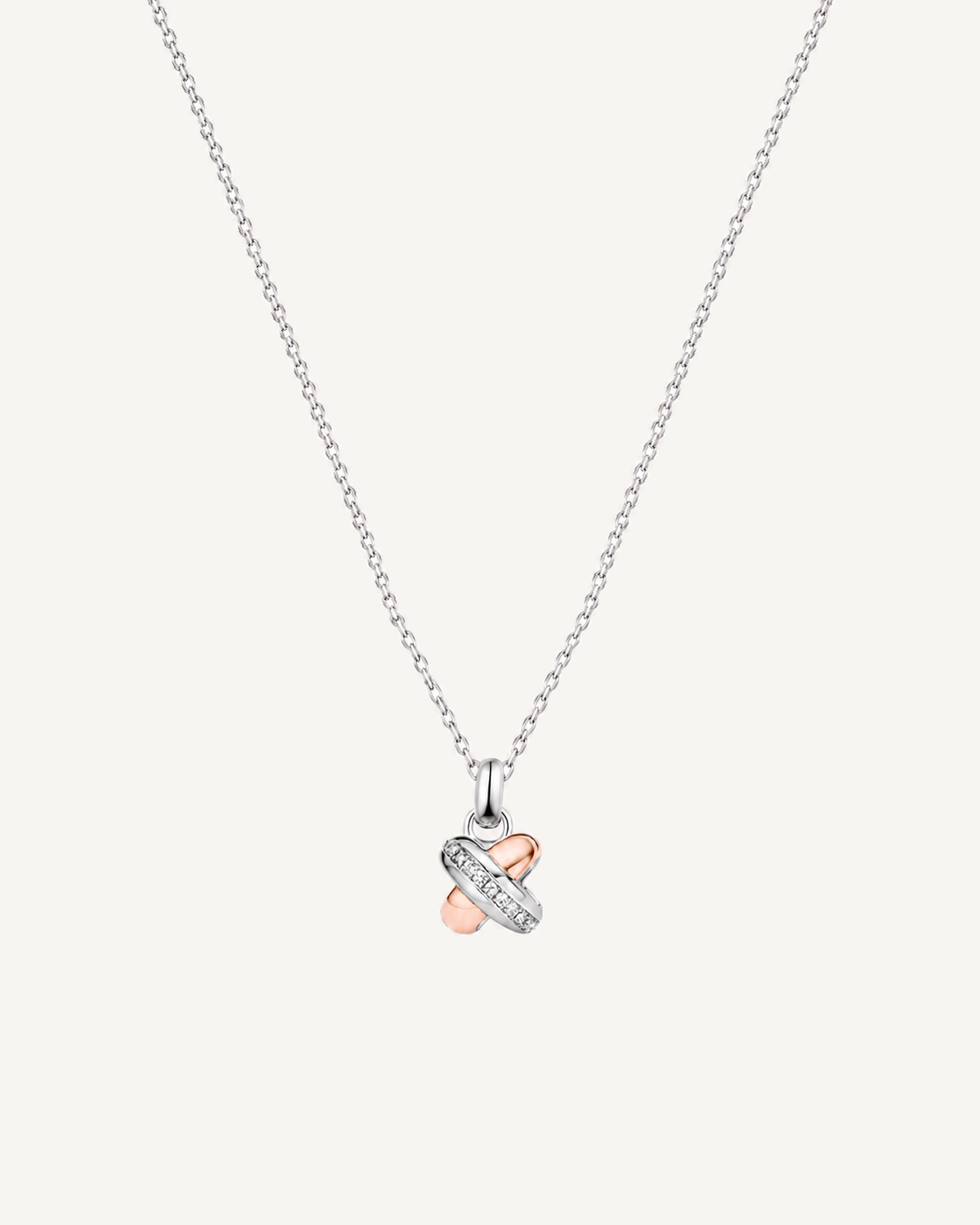 Three-Tone Knot Necklace product image on Oyster Silk background
