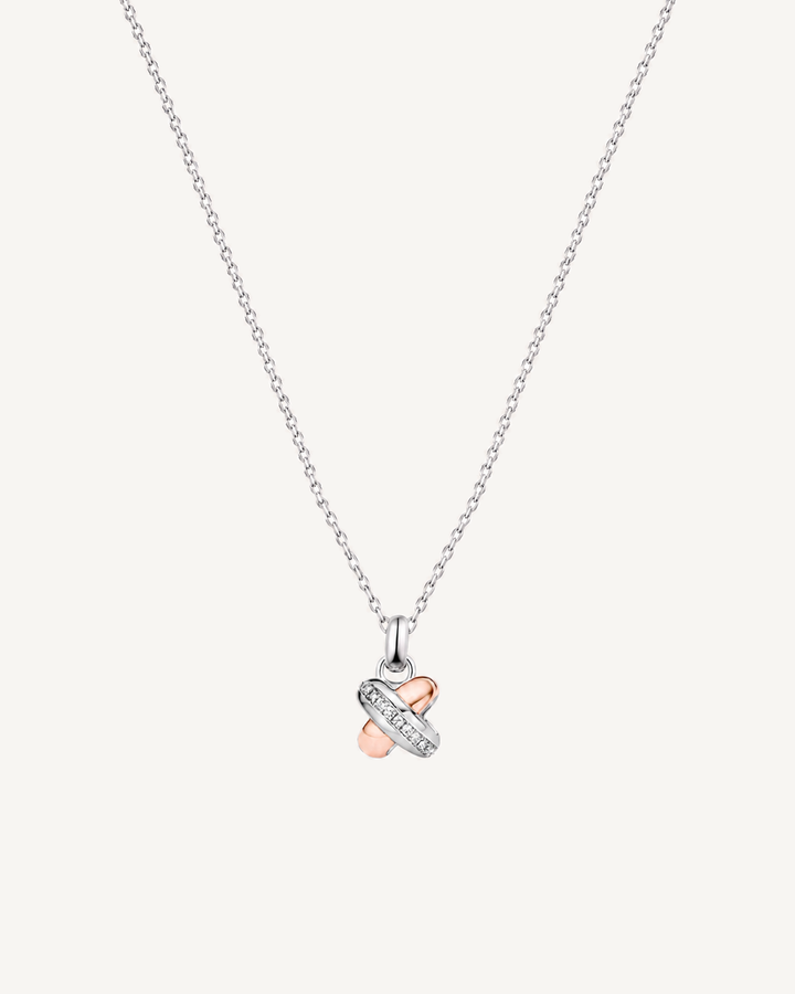 Three-Tone Knot Necklace product image on Oyster Silk background