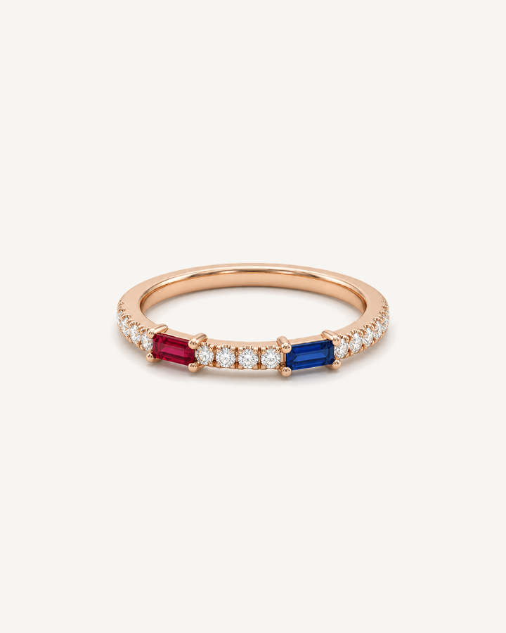 Tricolour Baguette Ring product image on Oyster Silk background