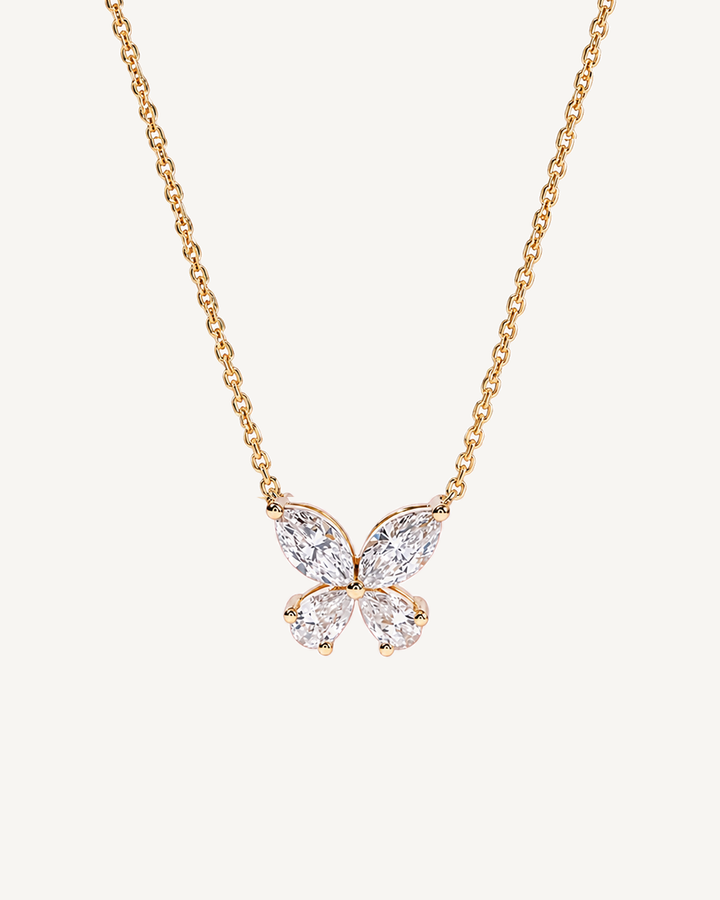 Two-Tone Butterfly Necklace product image on Oyster Silk background