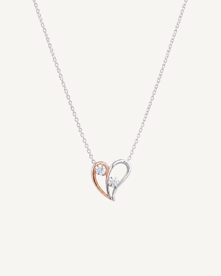 Two-Tone Heart Necklace product image on Oyster Silk background