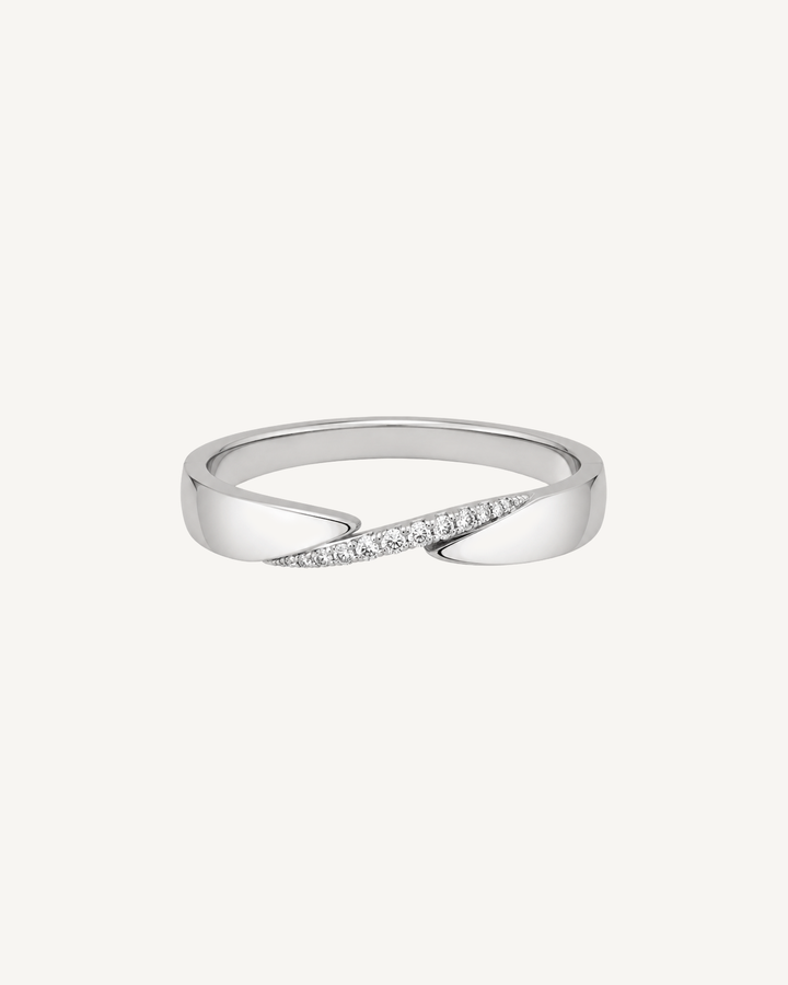 White Bow Ring product image on Oyster Silk background