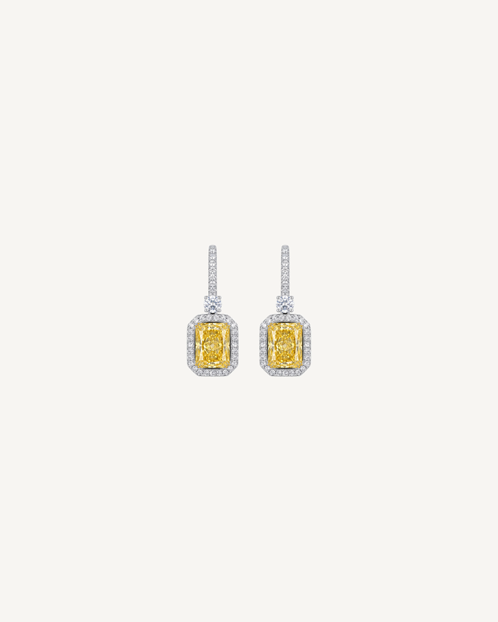 Yellow Baguette Drop Earrings product image on Oyster Silk background