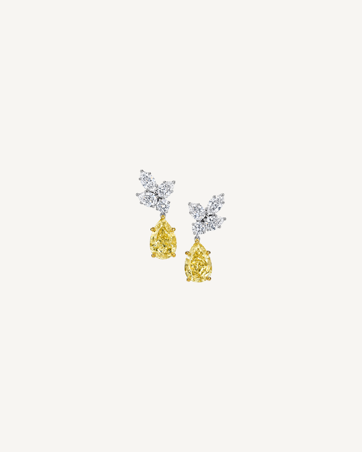 Yellow Cluster Drop Earrings product image on Oyster Silk background